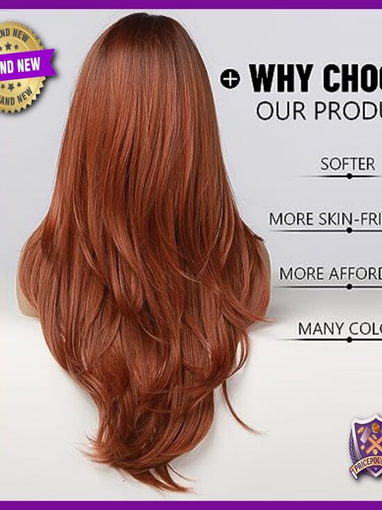 Long Straight Layered Human Hair Wig Lightweight Daily Party Use main image 4